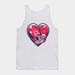 Mother Love Heart T-Shirt, Mother Holding Baby in Heart Illustration Tee, New Mom Gift, Mother's Day T-Shirt Graphic Tee Tank Top